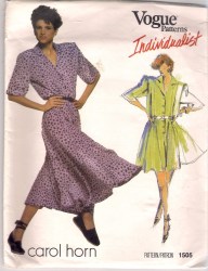 1505  VOGUE CAROL HORN LONGER FLARE SS DRESS, JUMPSUIT PATTERN 12 uncut